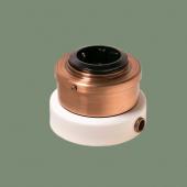 Ретро розетка с заземлением и шторками, серия Лонжин светлая медь, рамка: белая, механизм: черный L231-7 Romatti