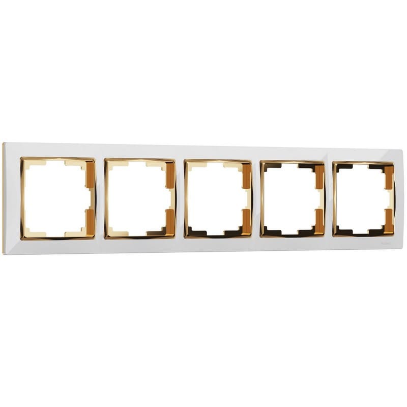 Дизайнерская рамка 5 местная, белый / золото, поликарбонат, W0051933 Werkel