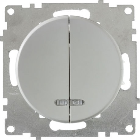 Выключатель двухклавишный с подсветкой, серый, 1E31801302 Ruwel