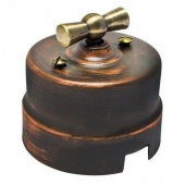 Ретро выключатель Лофт Лакшери, патинированная медь, RE-LLV1 Р-Электро одноклавишный, проходной