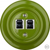 Розетка интернет Cat.5e двойная, ярко-зеленый глянцевый NICHGsCat5e Katy Paty