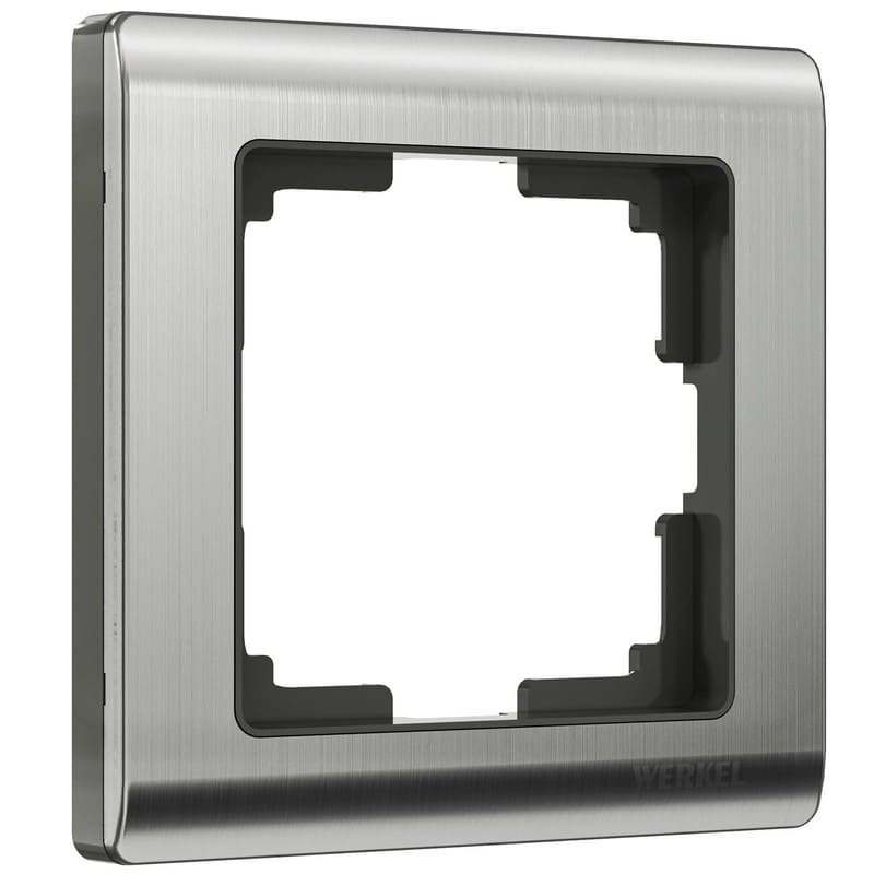 Дизайнерская рамка 1 местная, глянцевый никель, нержавеющая сталь, поликарбонат, W0011602 Werkel