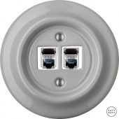 Розетка интернет Cat.6 экранир. двойная, бетон глянцевый CAGsCat6e Katy Paty