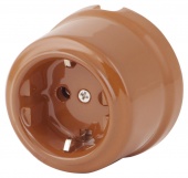 Ретро розетка электрическая с заземлением, ирис RS-80009-И (KM) Retrika