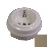 Ретро розетка электрическая с заземлением крем, RS1-80007 Retrika, серия Ideal