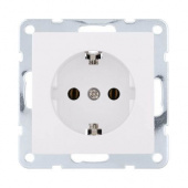 Дизайнерская розетка с заземлением, белый, 843104-1 LK Studio, серия LK80
