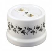 Ретро розетка телефон + компьютер белая с черным узором B1-303-01 D1/1 BIRONI