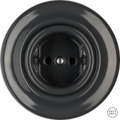 Ретро розетка электрическая без заземления, графит глянцевый CRGs Katy Paty