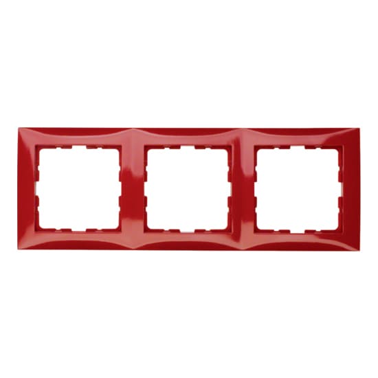 Дизайнерская рамка 3 местная, красный, глянцевый, 10138962 Berker, серия S.1