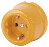 Ретро розетка электрическая с заземлением, песочное золото RS-80009-ПЗ (KM) Retrika