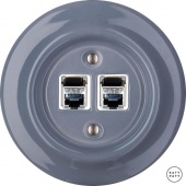 Розетка интернет Cat.6 экранир. двойная, пепельно-серый глянцевый LIGsCat6e Katy Paty