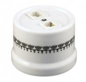 Ретро розетка телефон + компьютер белая с черным узором B1-303-01 D5/1 BIRONI