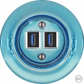 Ретро розетка USB голубой металлик PECAGsUSBb Katy Paty