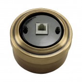 Ретро розетка телефонная RJ12, черная/ бронза, М1-29-21bl Vintage