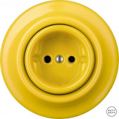 Ретро розетка электрическая без заземления, ярко-желтый глянцевый NILUGs Katy Paty