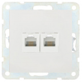 Дизайнерская розетка компьютерная 2хRJ-45 кат. 5е с накладкой, белый, 866204-1 LK Studio, серия LK60