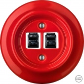 Розетка интернет Cat.5e двойная, ярко-красный глянцевый NIROGsCat5e Katy Paty