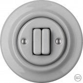 Ретро выключатель проходной бетон глянцевый CAG2Sl6/6 Katy Paty двухклавишный