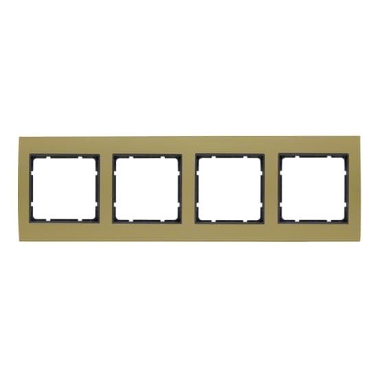 Дизайнерская рамка 4 местная, золотой/антрацитовый, алюминий, 10143016 Berker, серия B.3