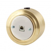 Ретро розетка телефонная RJ12, белая/ золото, М1-29-22 Vintage