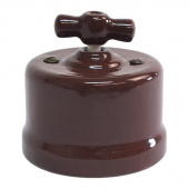 Ретро выключатель Presto коричневый, P2-VKBr65*48 Edisel двухклавишный