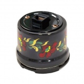 Ретро розетка интернет, черный с росписью под Хохлому, OP.INT.BL.HL Salvador