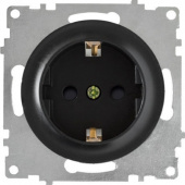 Розетка с заземлением и шторками, винтовые контакты, черная, 1E10101303 Ruwel