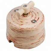 Ретро выключатель двухклавишный, декор кедр R-SW-206 Retrika