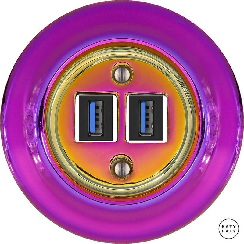 Ретро розетка USB пурпурно-фиолетовый металлик PEVIGsUSBb Katy Paty