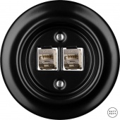 Розетка интернет Cat.6а экранир.10G двойная, черный матовый NIMsCat6a Katy Paty