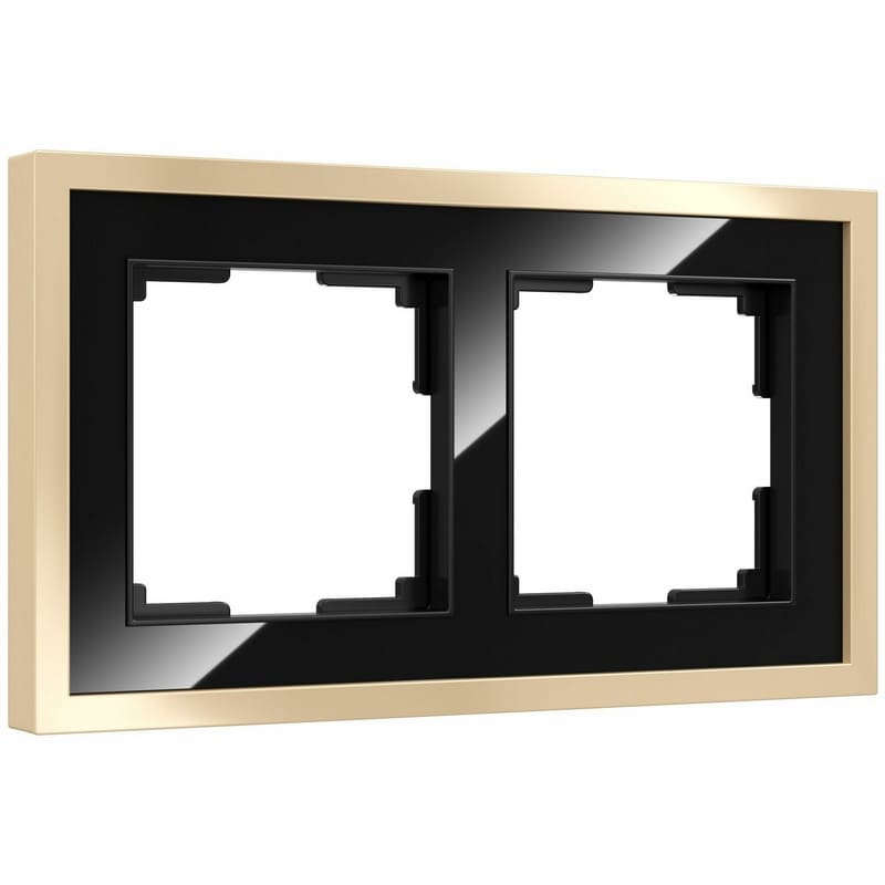 Дизайнерская рамка 2 местная, черный / латунь, акрил, цинковый сплав, W0022852 Werkel