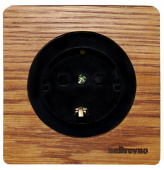 Розетка с заземлением, винтовые контакты, дуб в масле+черный, ROC1-DO/1E10201303 Ruwel