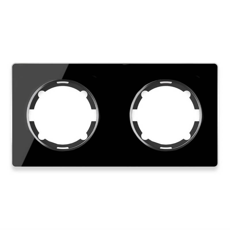 Дизайнерская рамка 2 местная, горизонтальная, черный, стекло, 2234940 OneKeyElectro