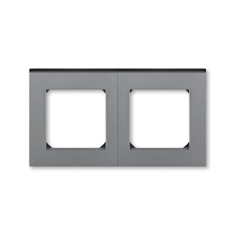Дизайнерская рамка 2 местная, сталь / дымчатый черный, 2CHH015020A6069 ABB, серия Levit