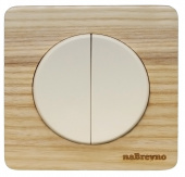 Выключатель двухклавишный, натуральный ясень+бежевый, ROC1-AN/1E31601301 Ruwel