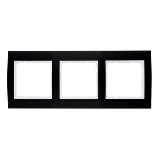 Дизайнерская рамка 3 местная, черный/полярная белизна, алюминий, 10133025 Berker, серия B.3