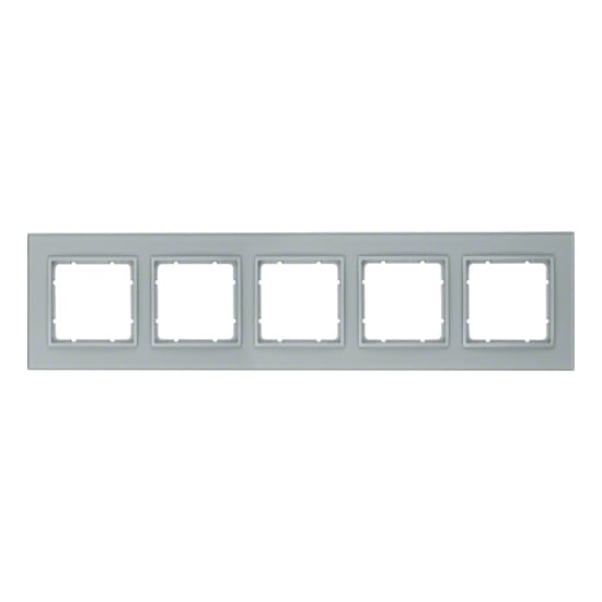 Дизайнерская рамка 5 местная, алюминиевый, глянцевый, стекло, 10156414 Berker, серия B.7