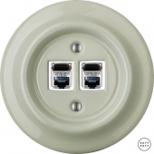Розетка интернет Cat.6 экранир. двойная, серо-зеленый глянцевый CHGsCat6e Katy Paty
