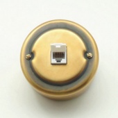 Ретро розетка компьютерная RJ-45 латунь умбра, 42BR1 Petrucci
