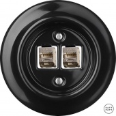 Розетка интернет Cat.6а экранир.10G двойная, черный глянцевый NIGsCat6a Katy Paty