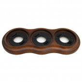 Рамка с пластиковой вставкой 3 местная, орех лакированный, 25363 Lindas