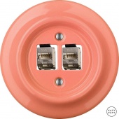 Розетка интернет Cat.6а экранир.10G двойная, лосось глянцевый PNSAGsCat6a Katy Paty