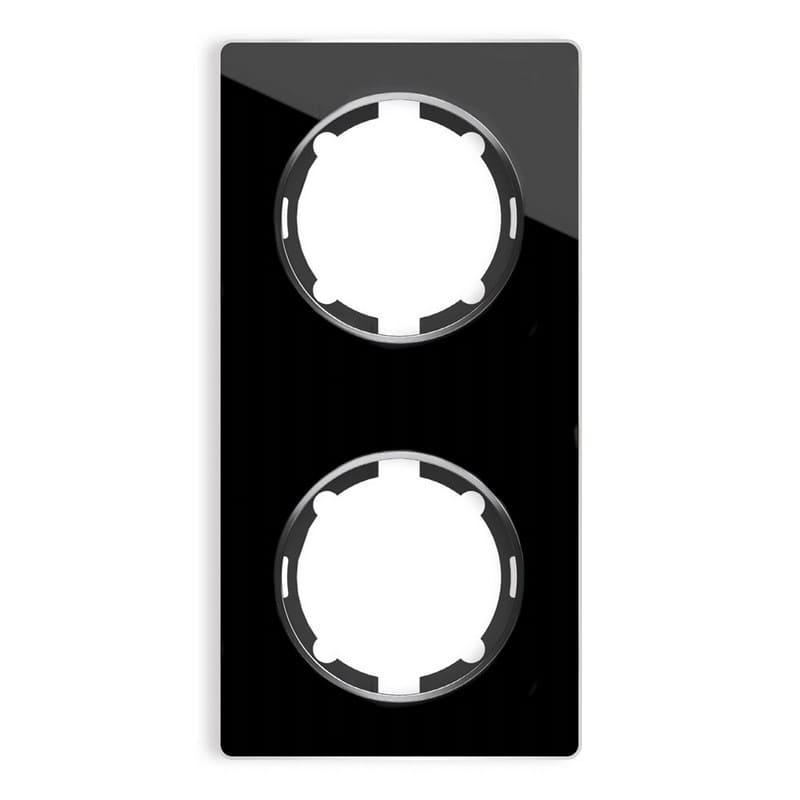 Дизайнерская рамка 2 местная, вертикальная, черный, стекло, 2234950 OneKeyElectro