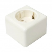 Ретро розетка QUADRA с заземлением, белый, GE80301-01 ТМ МезонинЪ