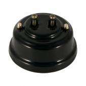 Ретро выключатель, черный, тумблер бронза, ВР2ЧБ ЛЕАНЗА двухклавишный