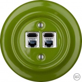 Розетка интернет Cat.6 экранир. двойная, ярко-зеленый глянцевый NICHGsCat6e Katy Paty