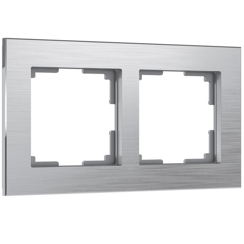 Дизайнерская рамка 2 местная, серебряный, алюминий, W0021706 Werkel