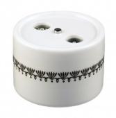 Розетка R/TV-Sat проходная, белая с черным узором, B1-304-01 D5/1 BIRONI