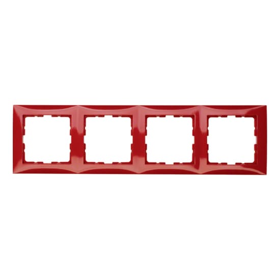 Дизайнерская рамка 4 местная, красный, глянцевый, 10148962 Berker, серия S.1