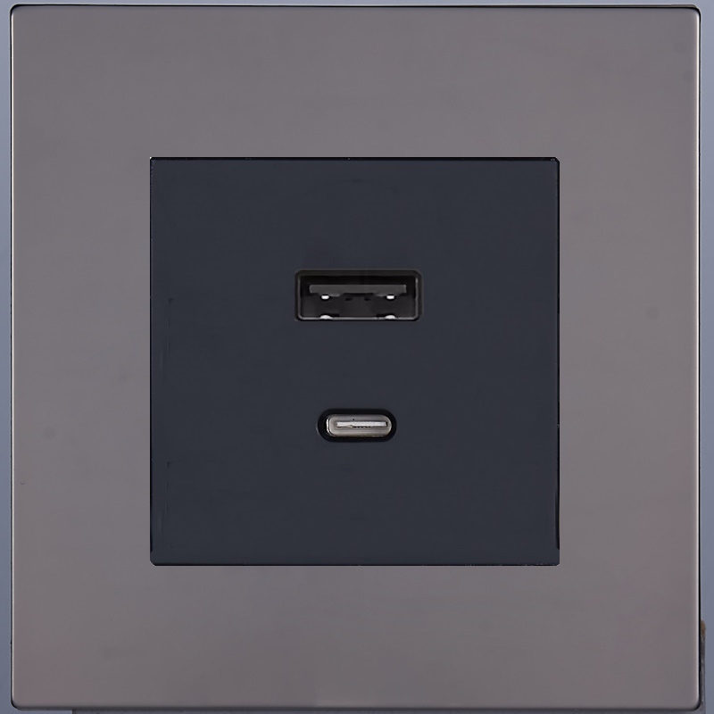 Дизайнерская розетка USB Type-C, темный глянец, SJAN88DC12 Salvador Дизайнерская розетка USB Type-C, темный глянец, SJAN88DC12 Salvador